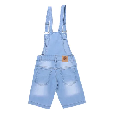 Jardineira Gijo Jeans Detalhe Bolso Frontal E Rasgada